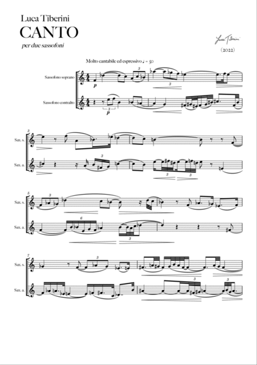 Luca Tiberini: Canto (ES-23-057) Soprano Saxophone scores gallery preview page 2