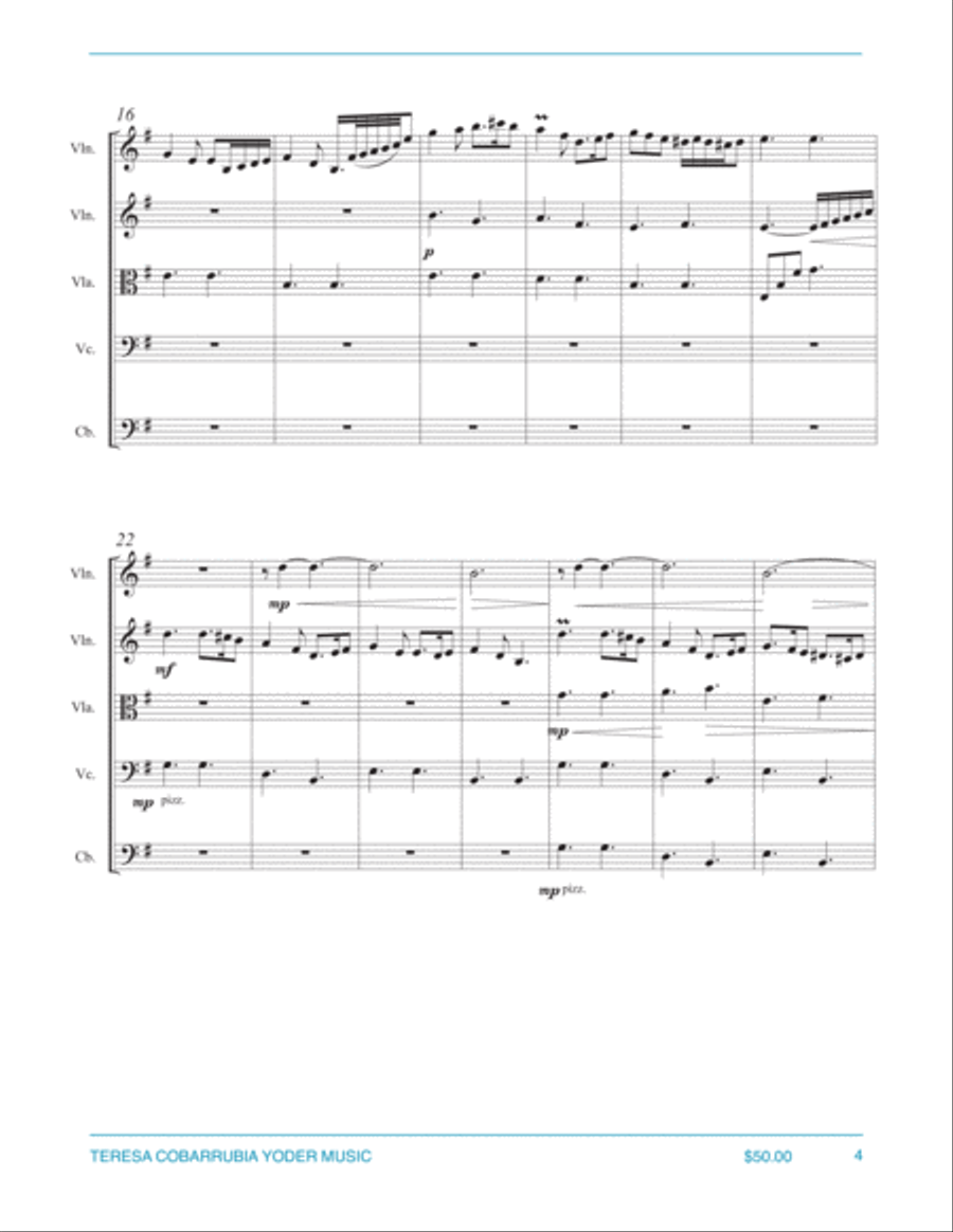 What Child is This - Greensleeves, String Orchestra arranged by Teresa Cobarrubia Yoder, ASCAP String Orchestra scores gallery preview page 4
