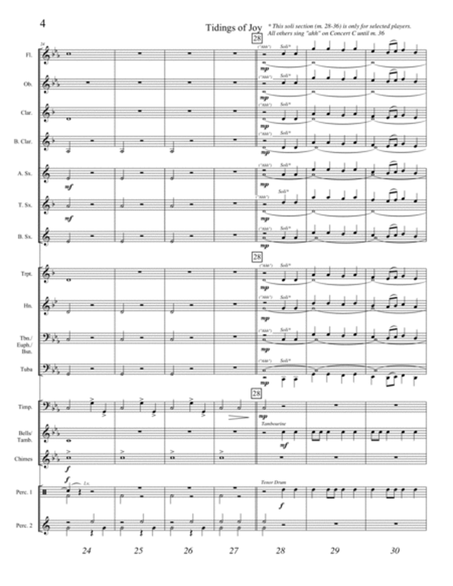 TIDINGS OF JOY (young concert band - Easy - score, parts, & license to copy) image number null