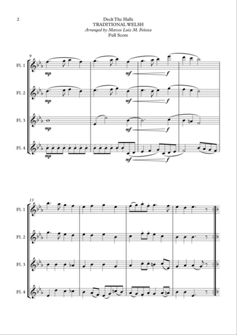 Deck The Halls - Flute Quartet Flute Quartet scores gallery preview page 4
