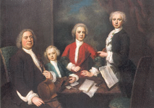 Johann Sebastian Bach mit drei seiner Sohne