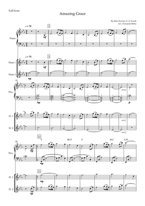 Amazing Grace (John Newton, E. O. Excell) for Flute Duo and Piano Accompaniment with Chords