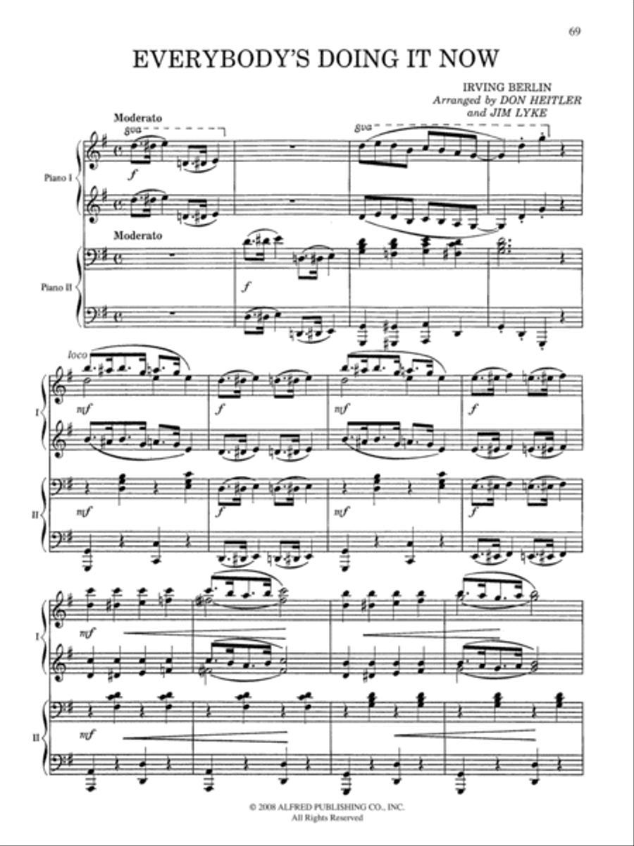 15 Arrangements of American Classics for Two Pianos, Four Hands