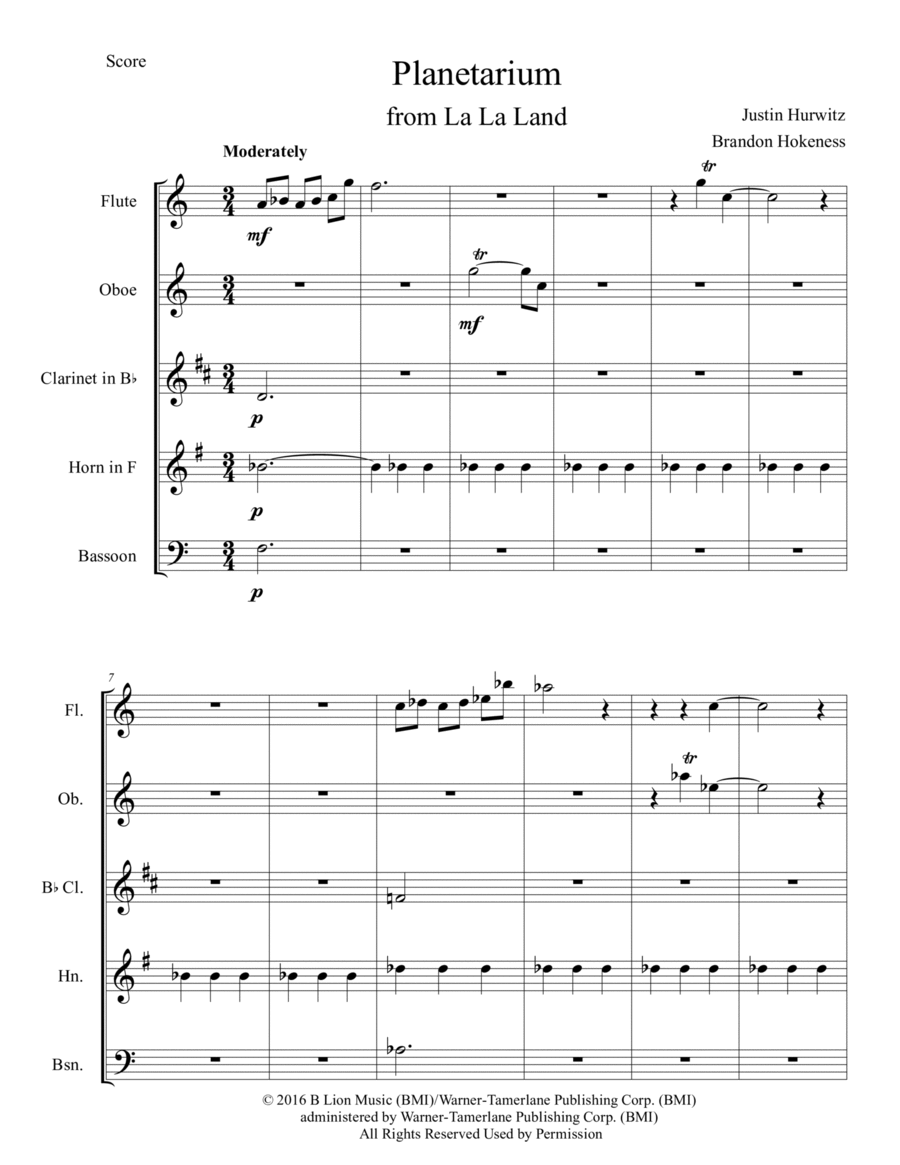 Planetarium Woodwind Quintet scores gallery preview page 1