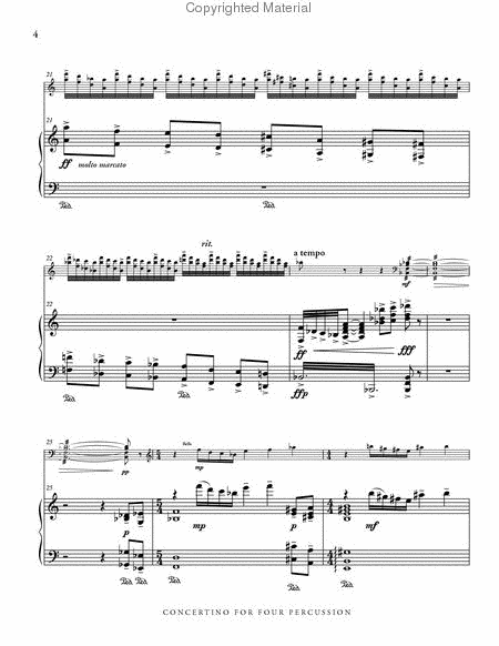 Concertino for 4 Percussion (piano reduction)