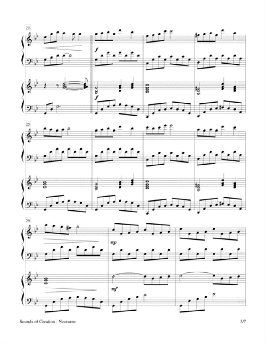 Sounds of Creation - Nocturne (Keyboard Duet; 2 Pianos, 4 Hands) Piano Method scores gallery preview page 6