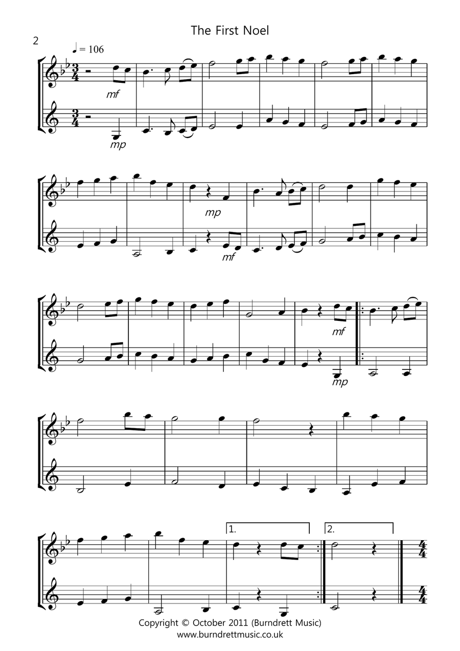 8 Christmas Duets for Flute And Clarinet Woodwind Duet scores gallery preview page 2