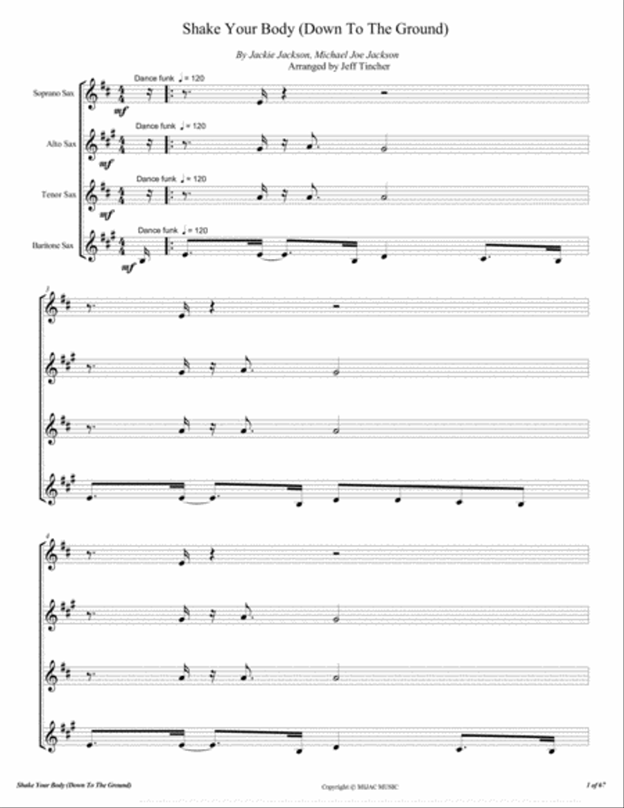 Shake Your Body Down To The Ground Woodwind Quartet scores gallery preview page 2