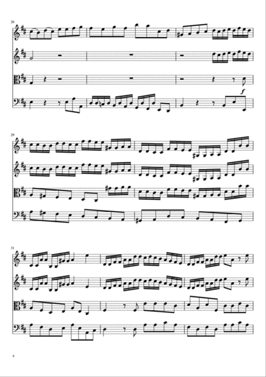 Brandenburg Concerto No. 5, Movement 1 String Quartet scores gallery preview page 5