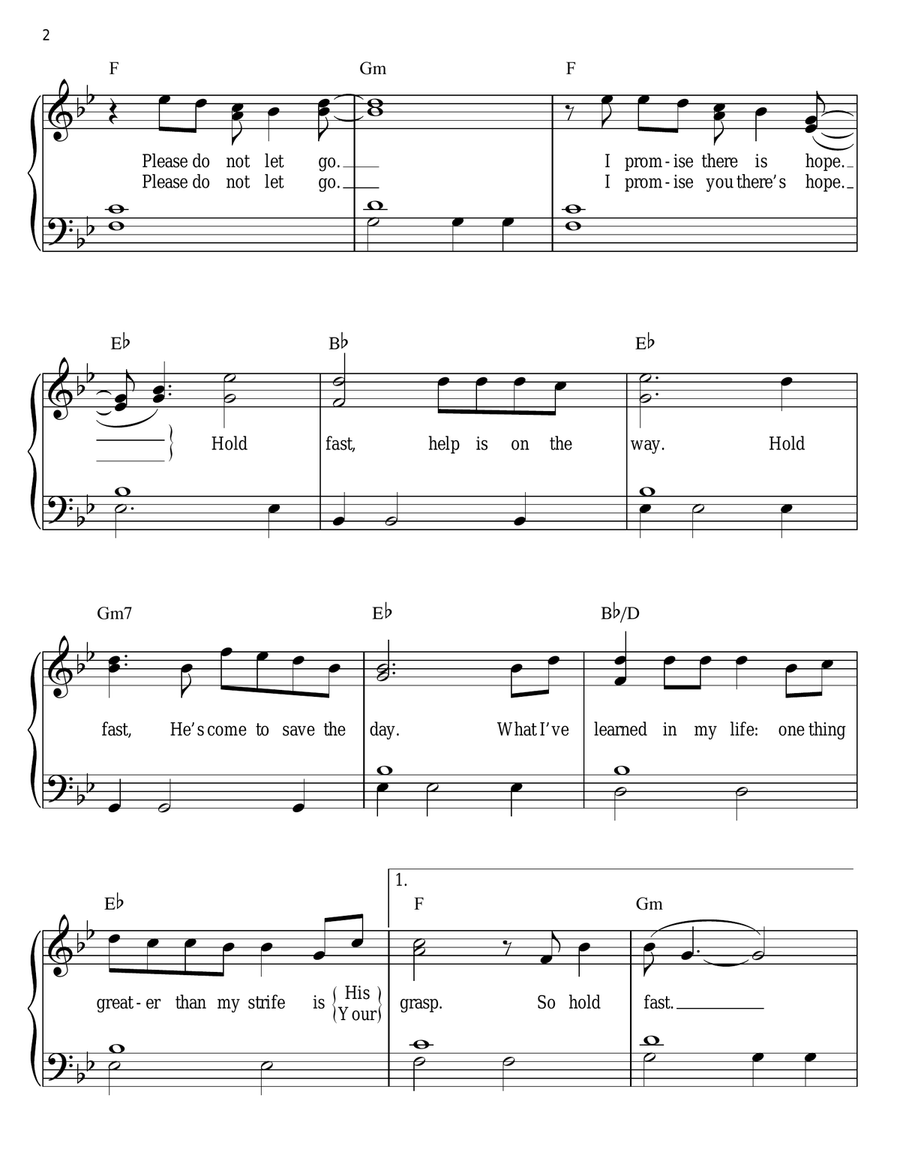 Hold Fast Easy Piano scores gallery preview page 2