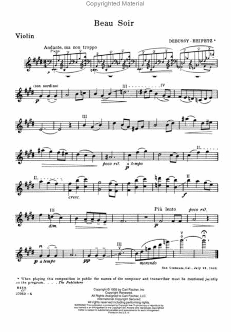 Beau Soir Violin Solo scores gallery preview page 2