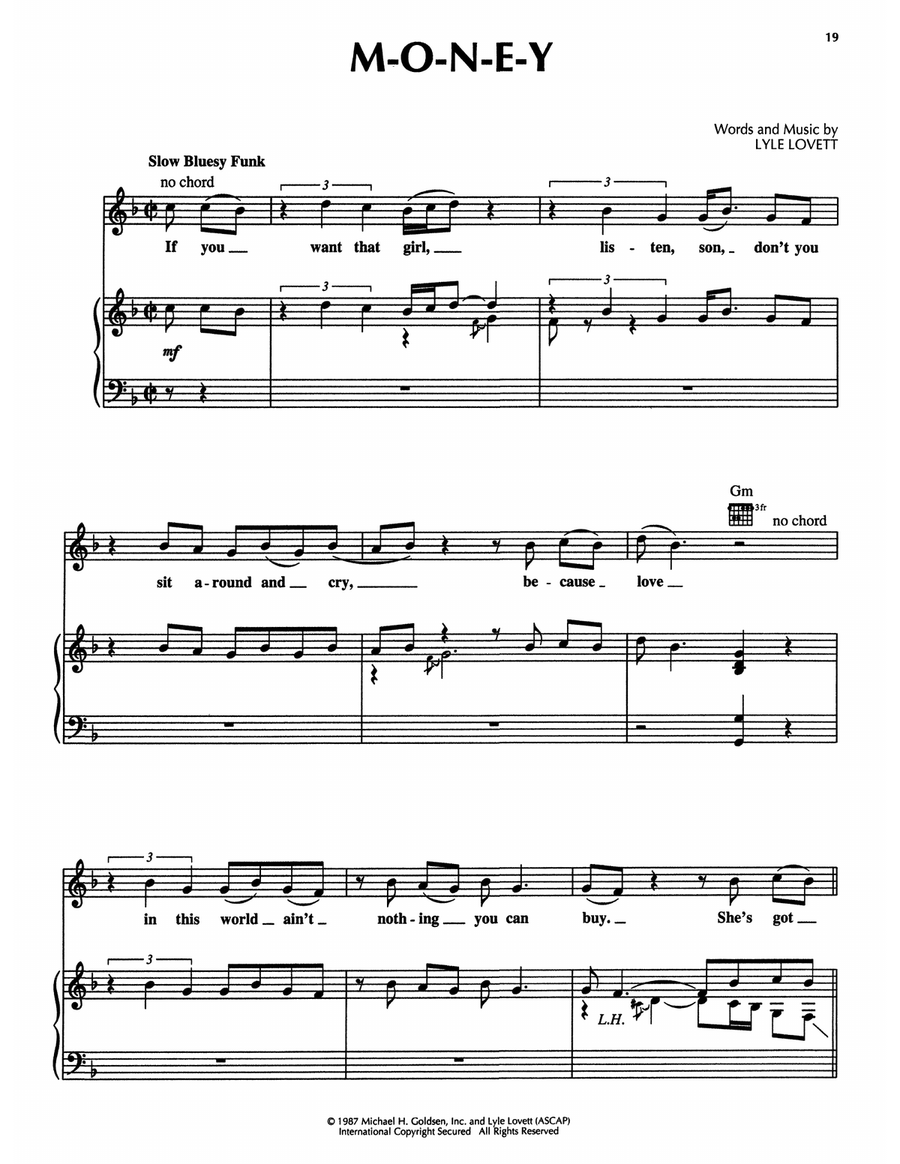 M-O-N-E-Y (from The Firm) Piano Solo scores gallery preview page 1