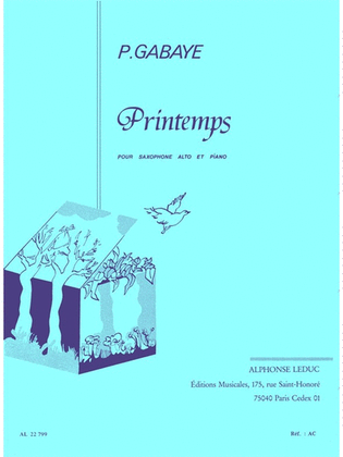 Book cover for Printemps (saxophone-alto & Piano)