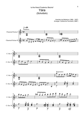 Anacleto de Medeiros - Yára. Arrangement for Classical Guitar Duet. Score and Separated Parts