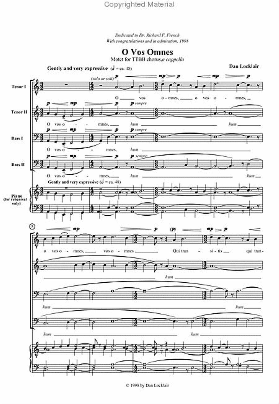 O Vos Omnes motet TTBB scores gallery preview page 2