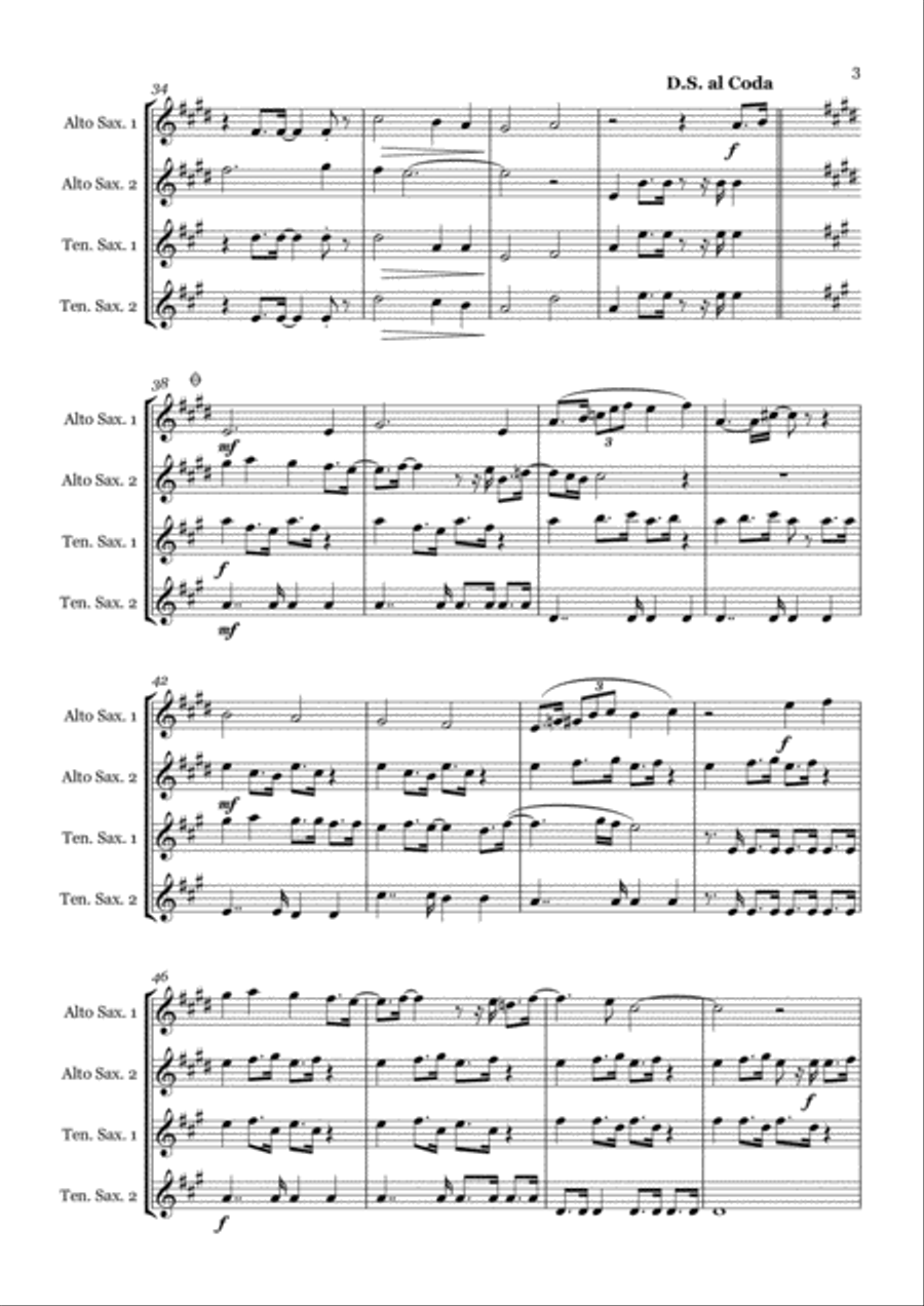 I Wish It Could Be Christmas Every Day Saxophone Quartet scores gallery preview page 3