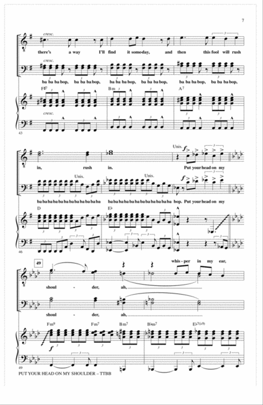 Put Your Head On My Shoulder (arr. Mac Huff) TTBB scores gallery preview page 6