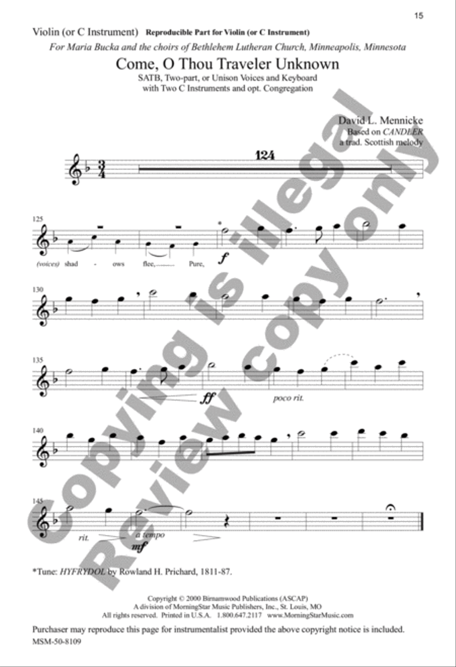 Come, O Thou Traveler Unknown 4-Part scores gallery preview page 15