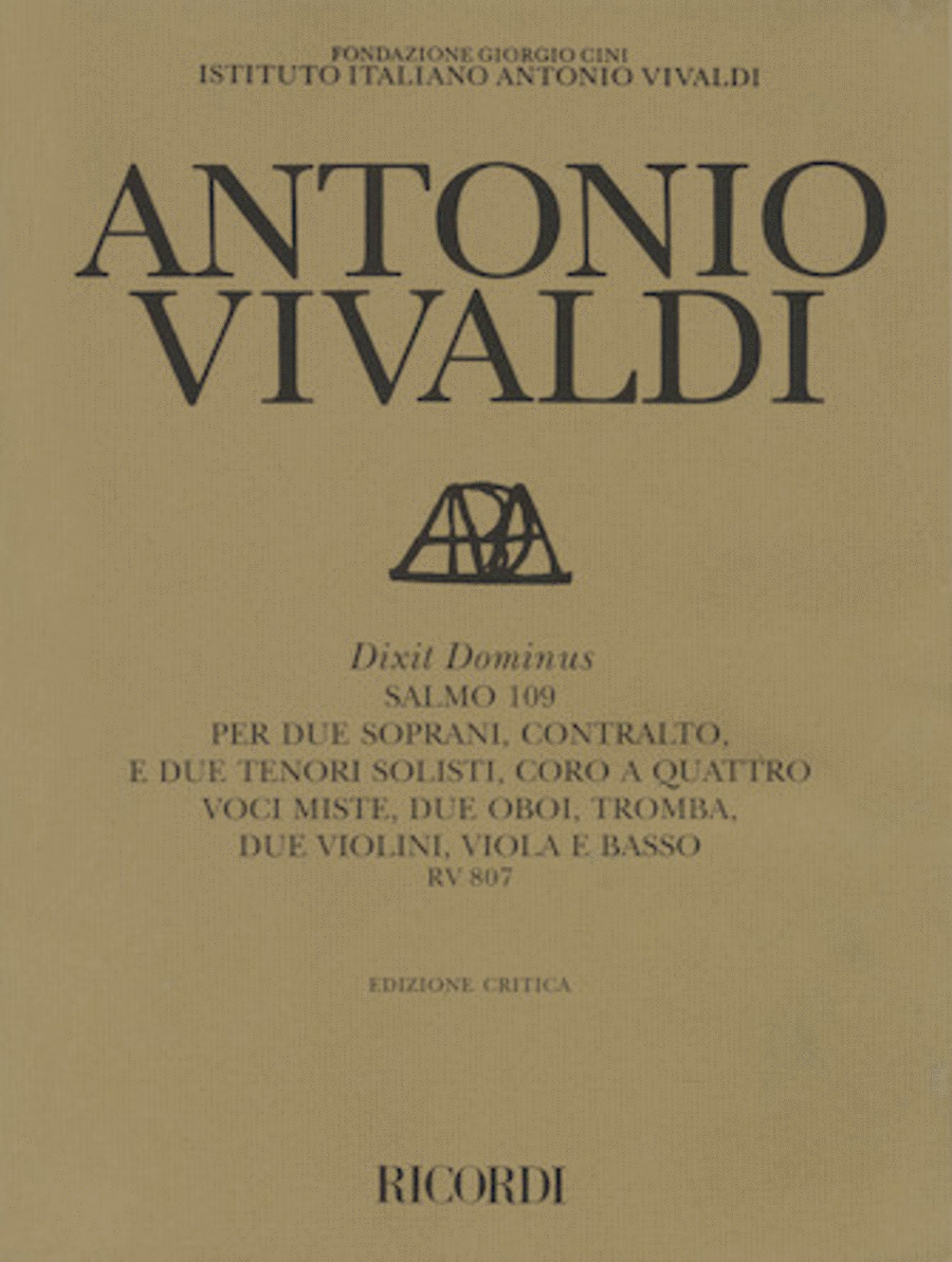 Dixit Dominus Salmo 109 Critical Edition RV 807 Vocal Score Edited Talbot