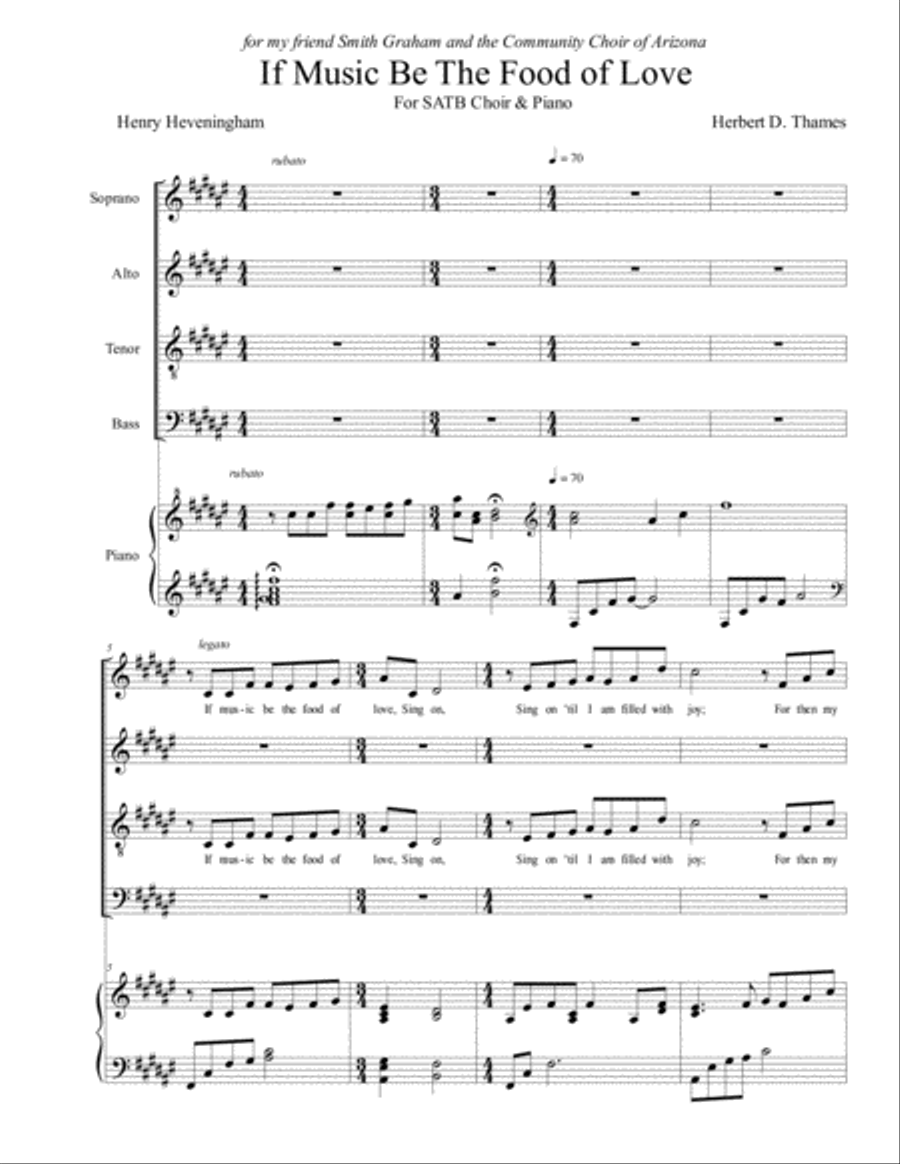 If Music Be The Food of Love 4-Part scores gallery preview page 3