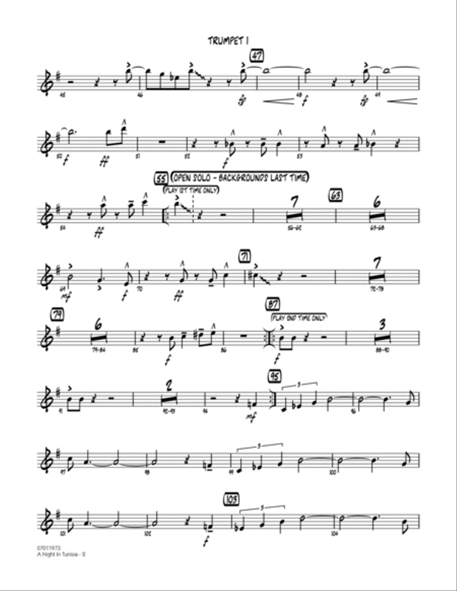 A Night In Tunisia - Trumpet 1 Jazz Ensemble scores gallery preview page 2