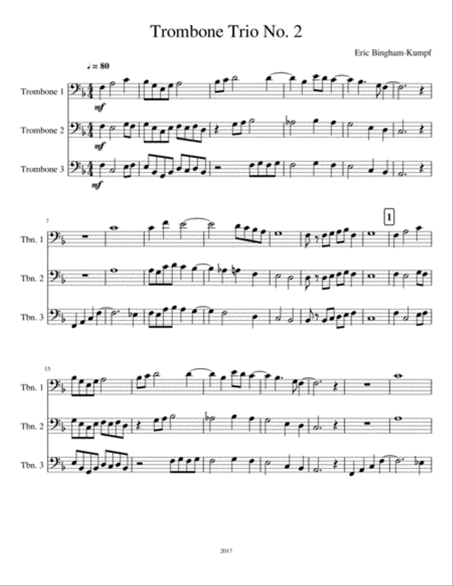Trombone Trio No. 2 Brass Ensemble scores gallery preview page 1