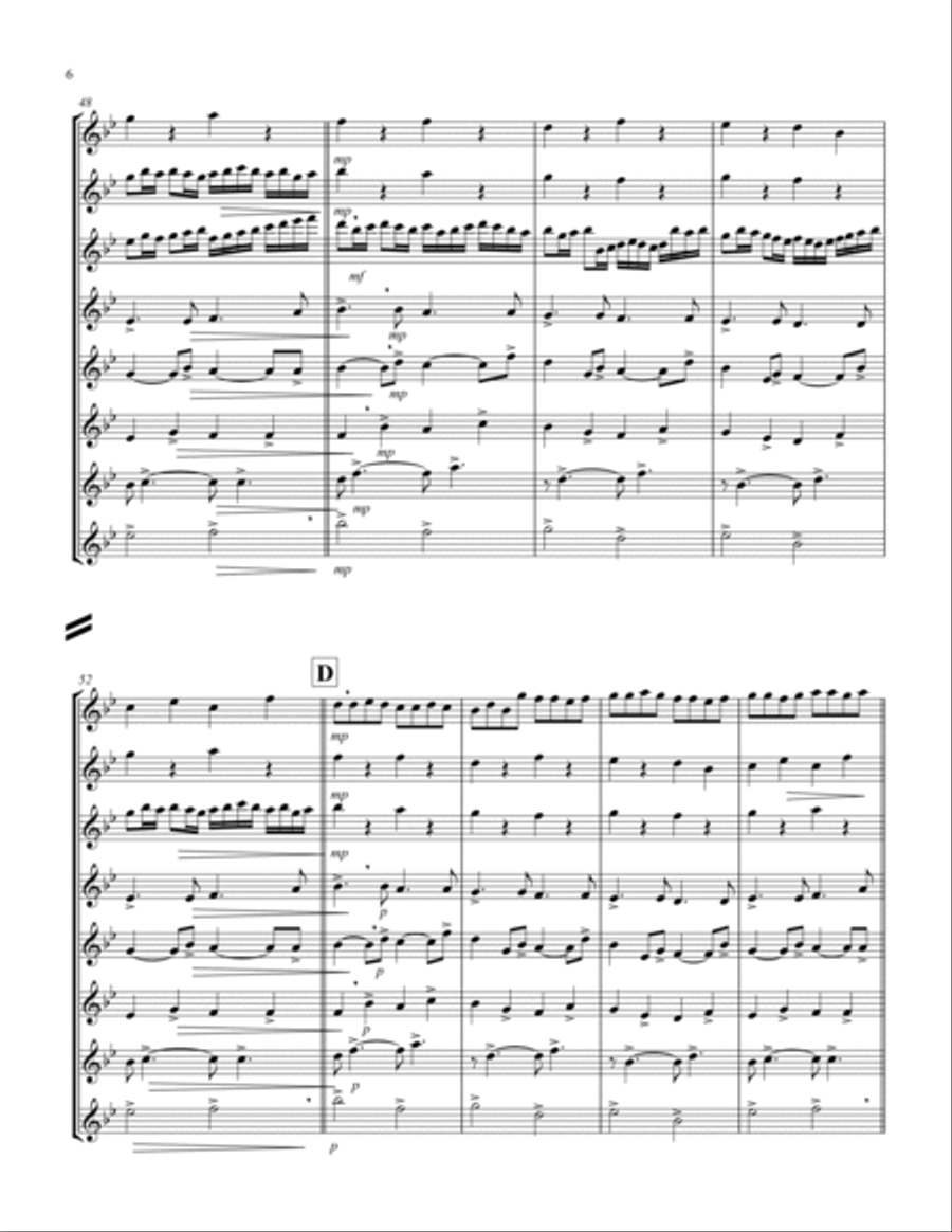 Canon (Pachelbel) (Bb) (Flute Octet) Woodwind Ensemble scores gallery preview page 6
