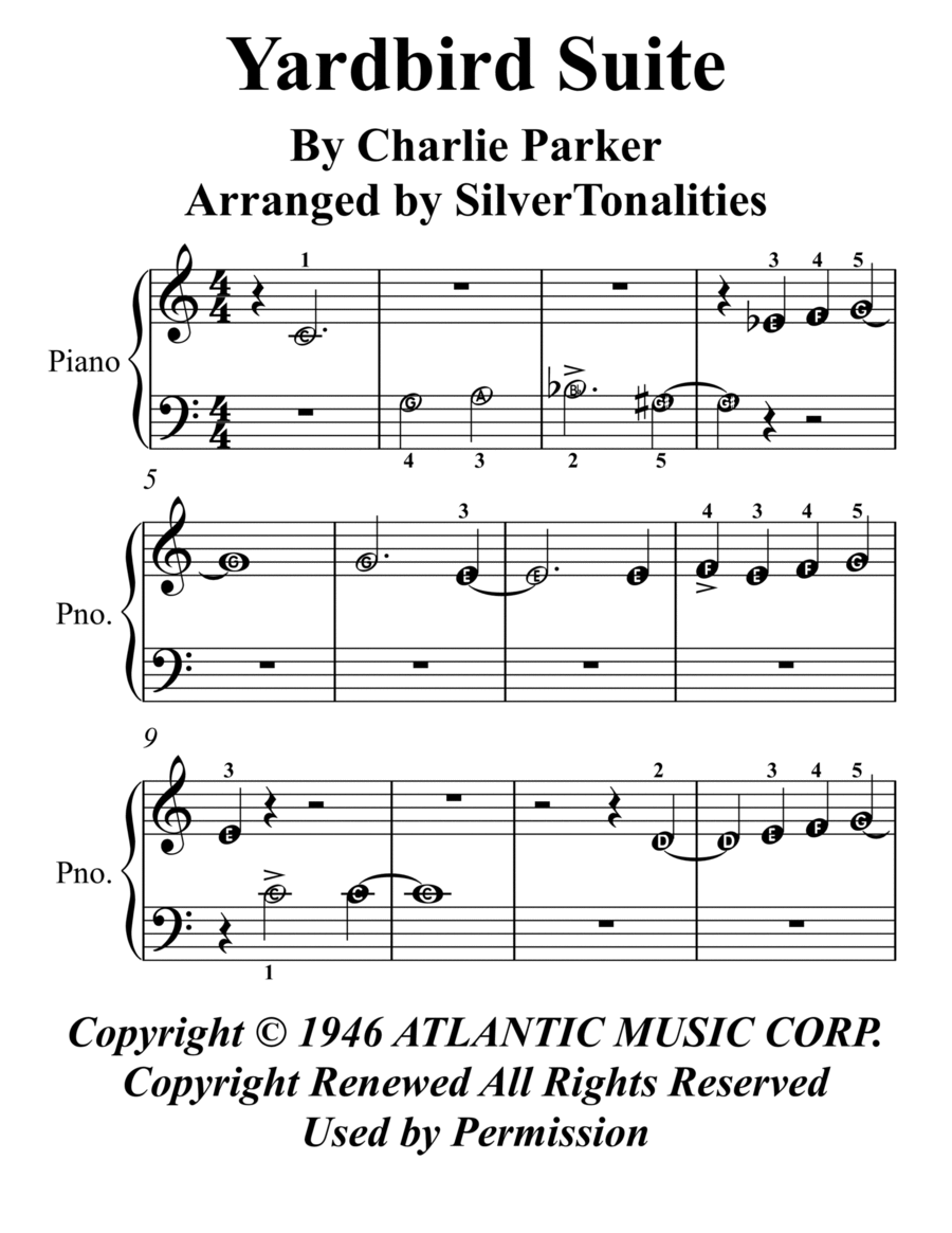 Yardbird Suite Easy Piano scores gallery preview page 1