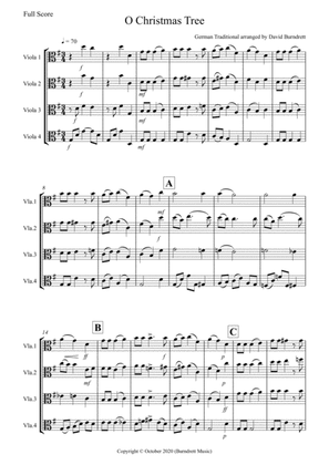 O Christmas Tree for Viola Quartet