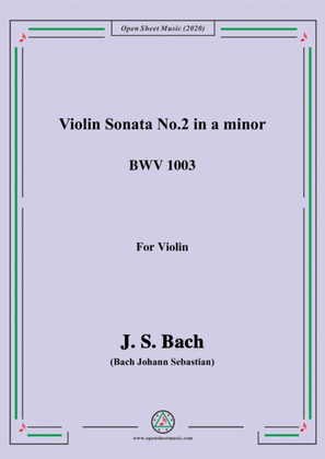 Book cover for Bach,J.S.-Violin Sonata No.2,in a minor,BWV 1003,for Violin