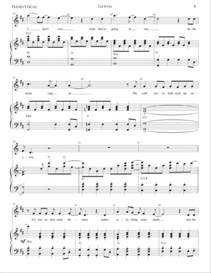 Let It Go (from Frozen) Tenor Voice scores gallery preview page 5