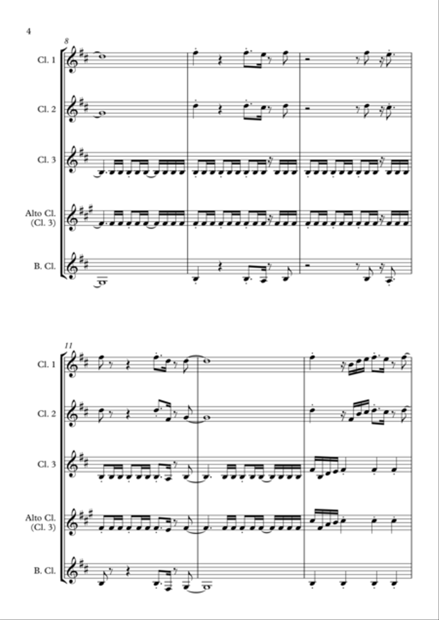 Eye Of The Tiger Clarinet Quartet scores gallery preview page 4