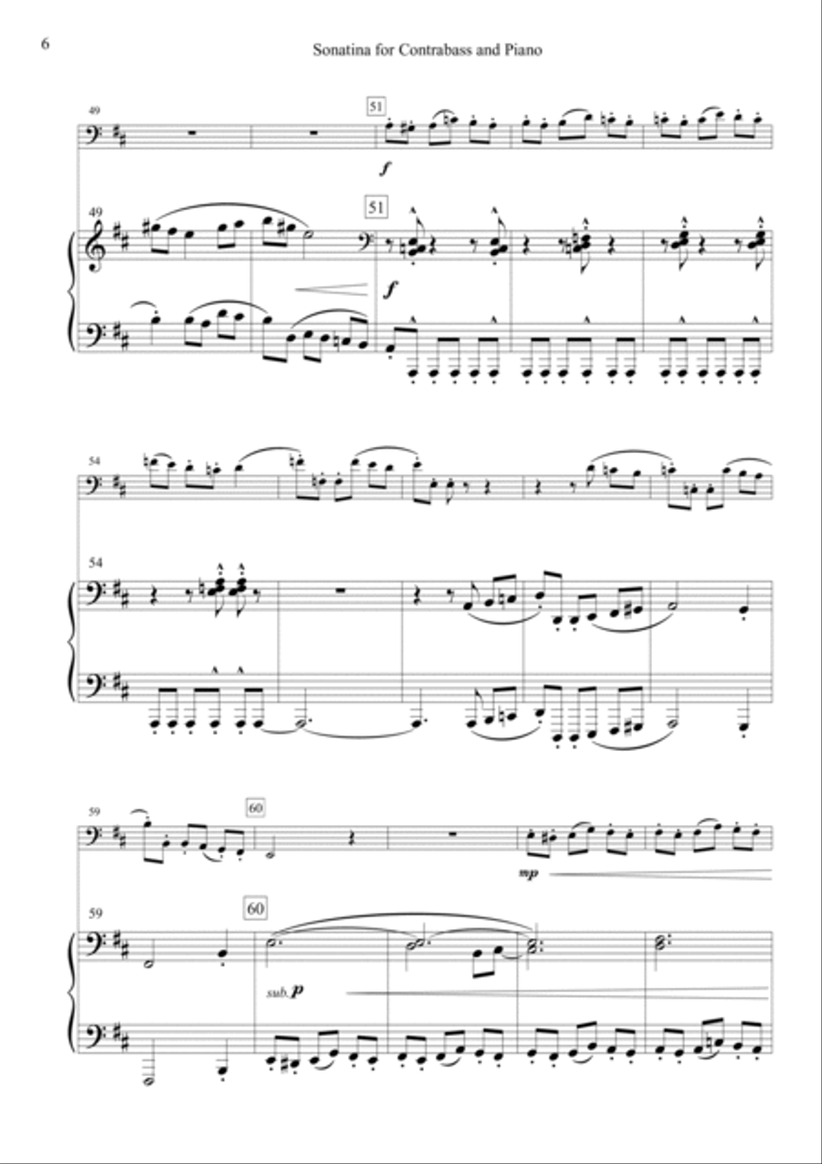 Sonatina for Contrabass and Piano Double Bass scores gallery preview page 6