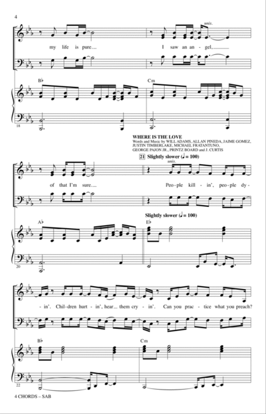 4 Chords (A Choral Medley) 3-Part scores gallery preview page 3
