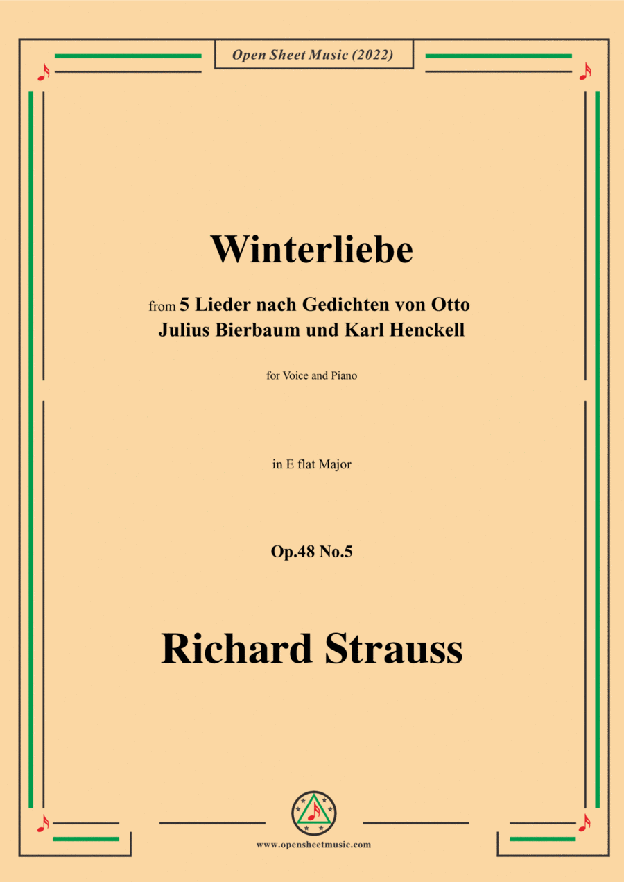 Richard Strauss-Winterliebe,in E flat Major Voice scores gallery preview page 1