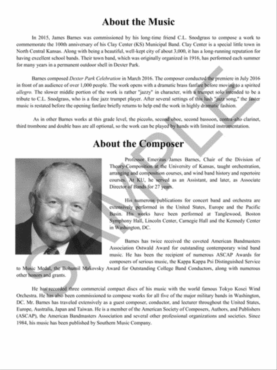 Dexter Park Celebration Dexter Park Celebration Concert Band scores gallery preview page 3