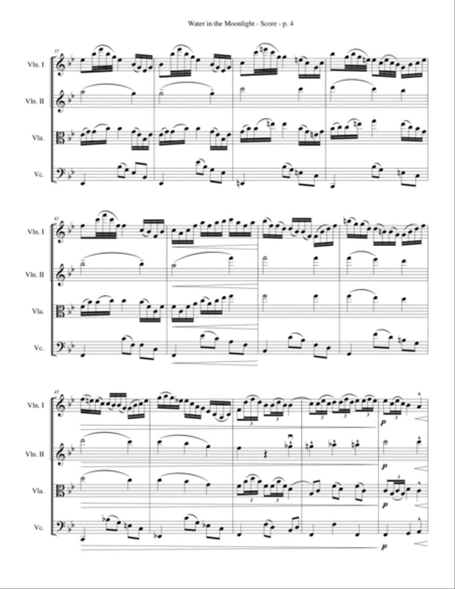 Thomas Wiggins - Water in the Moonlight - Black Composers, Classical Quartets String Quartet scores gallery preview page 4