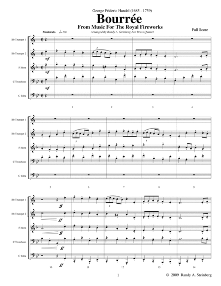 Bouree From The Music For The Royal Fireworks Brass Ensemble scores gallery preview page 4