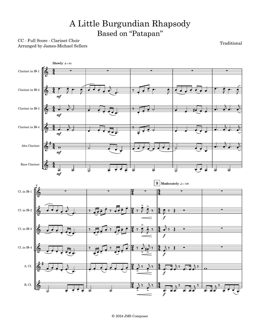 A Little Burgundian Rhapsody (Clarinet Choir) Clarinet Choir scores gallery preview page 1
