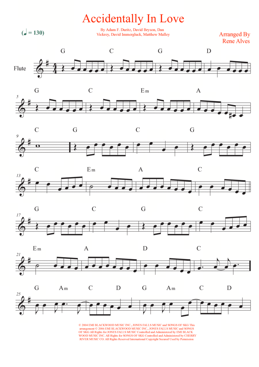 Accidentally In Love Accidentally In Love Flute Solo scores gallery preview page 1