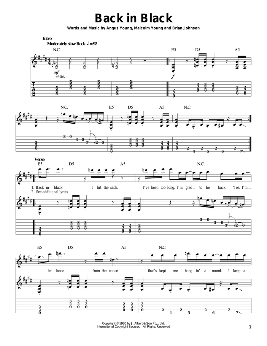 Back In Black Acoustic Guitar scores gallery preview page 1