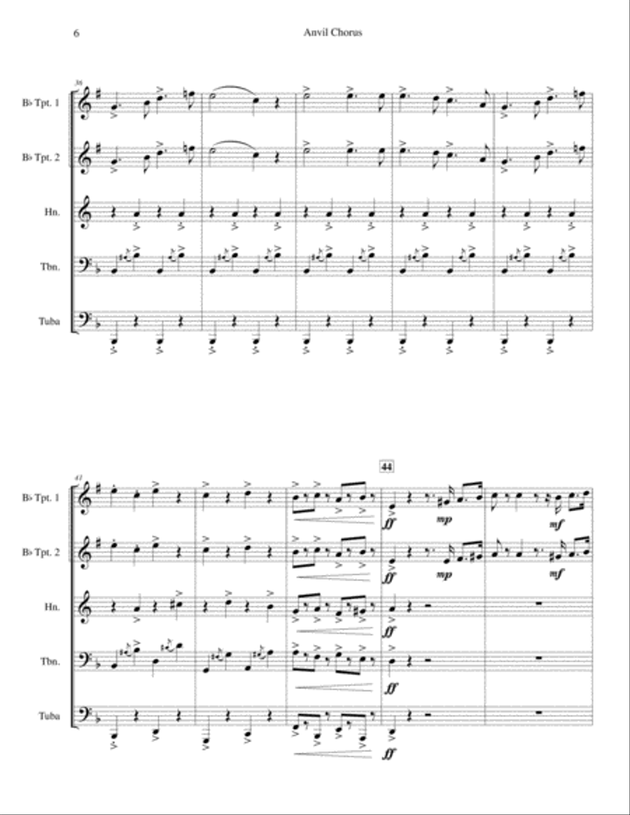 Anvil Chorus Anvil Chorus Brass Ensemble scores gallery preview page 6