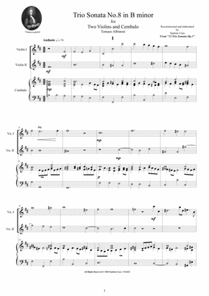 Book cover for Albinoni - Trio Sonata No.8 in B minor Op.1 for Two Violins and Cembalo or Piano