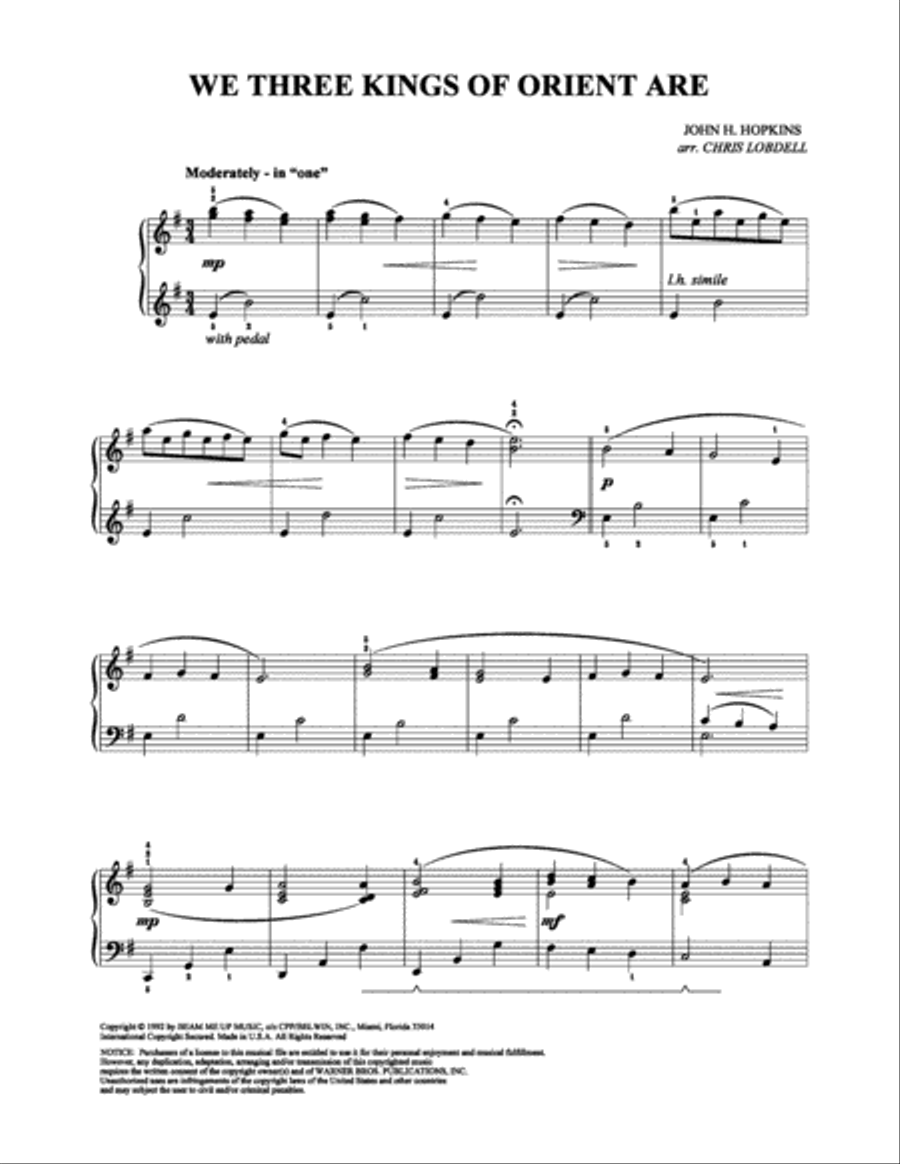 We Three Kings of Orient Are Piano Solo scores gallery preview page 1