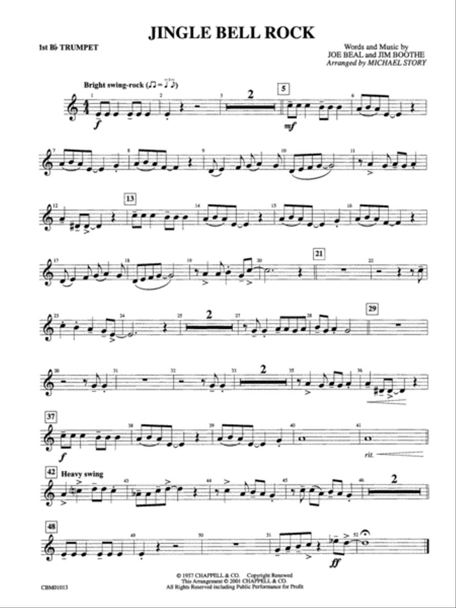 Jingle Bell Rock: 1st B-flat Trumpet Concert Band scores gallery preview page 1