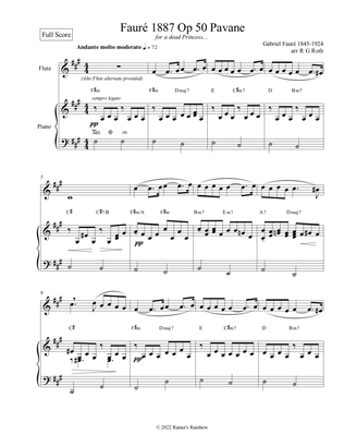 Book cover for Fauré 1887 Op 50 Pavane Flute or Alto Flute Solo