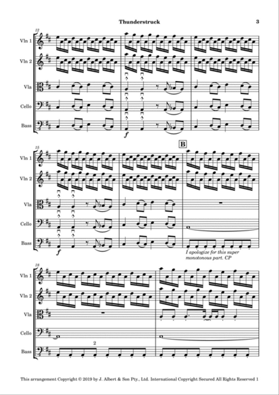 Thunderstruck String Quartet scores gallery preview page 3
