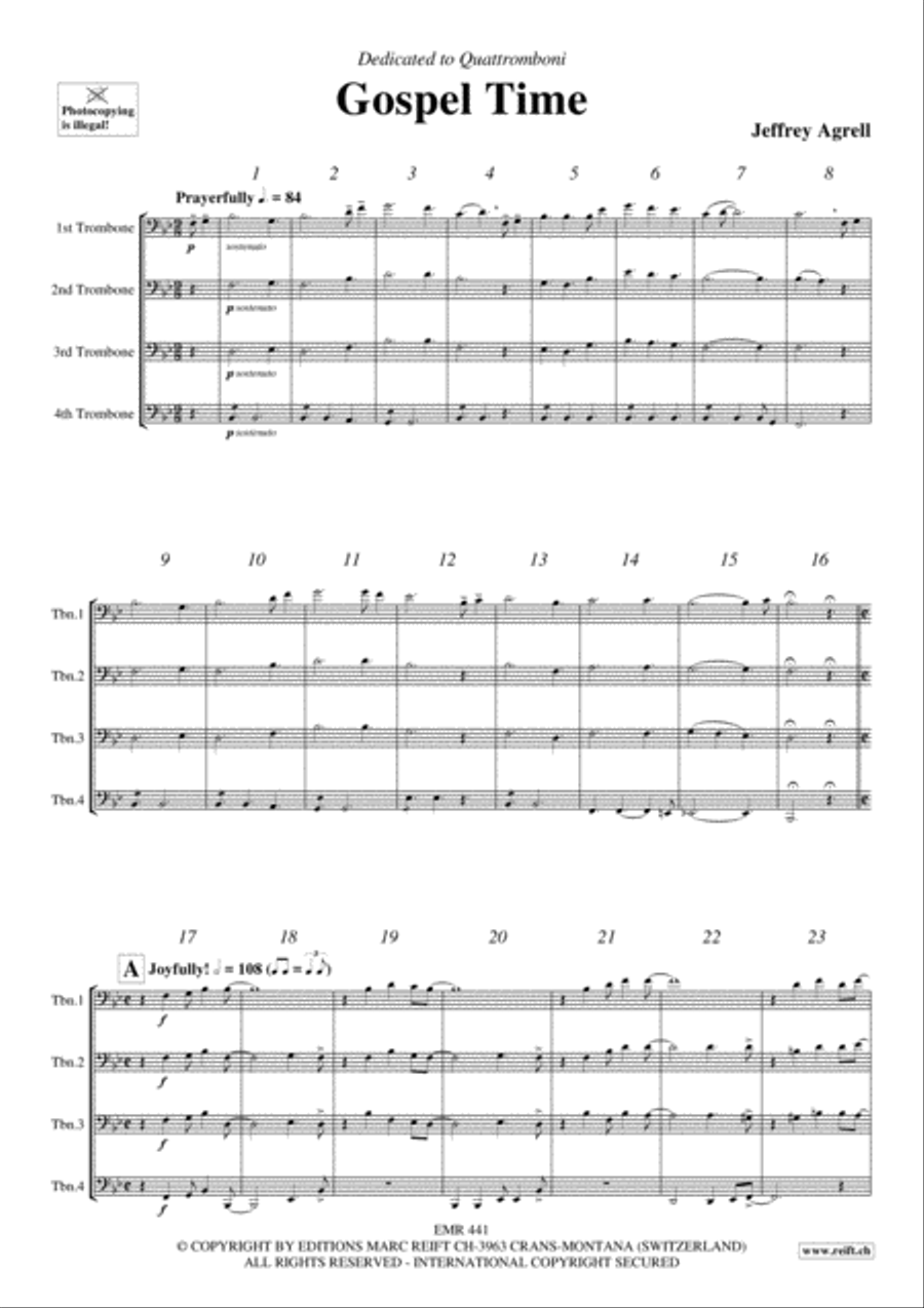 Gospel Time Gospel Time Trombone Quartet scores gallery preview page 4