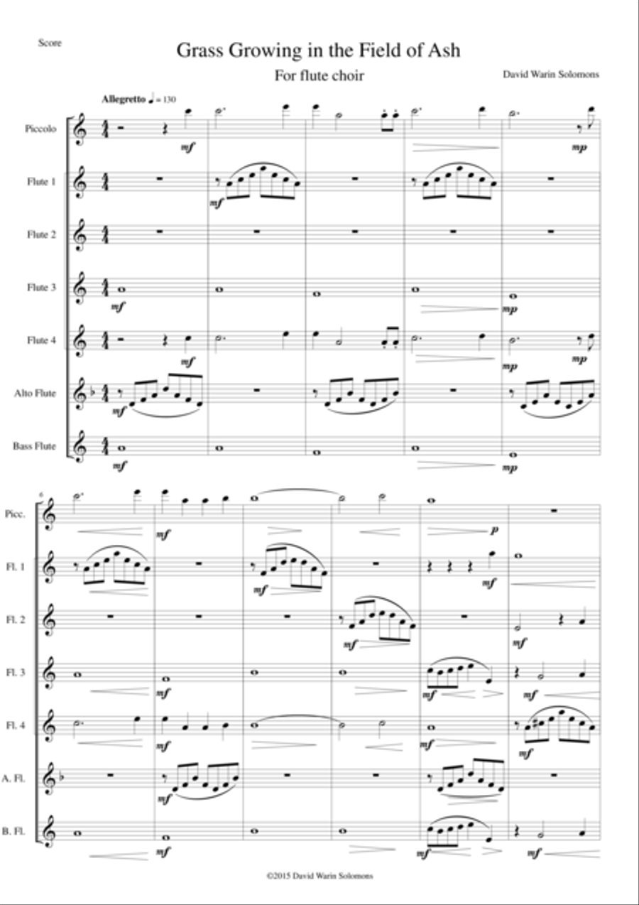The Grass is Growing for flute choir Flute Choir scores gallery preview page 1