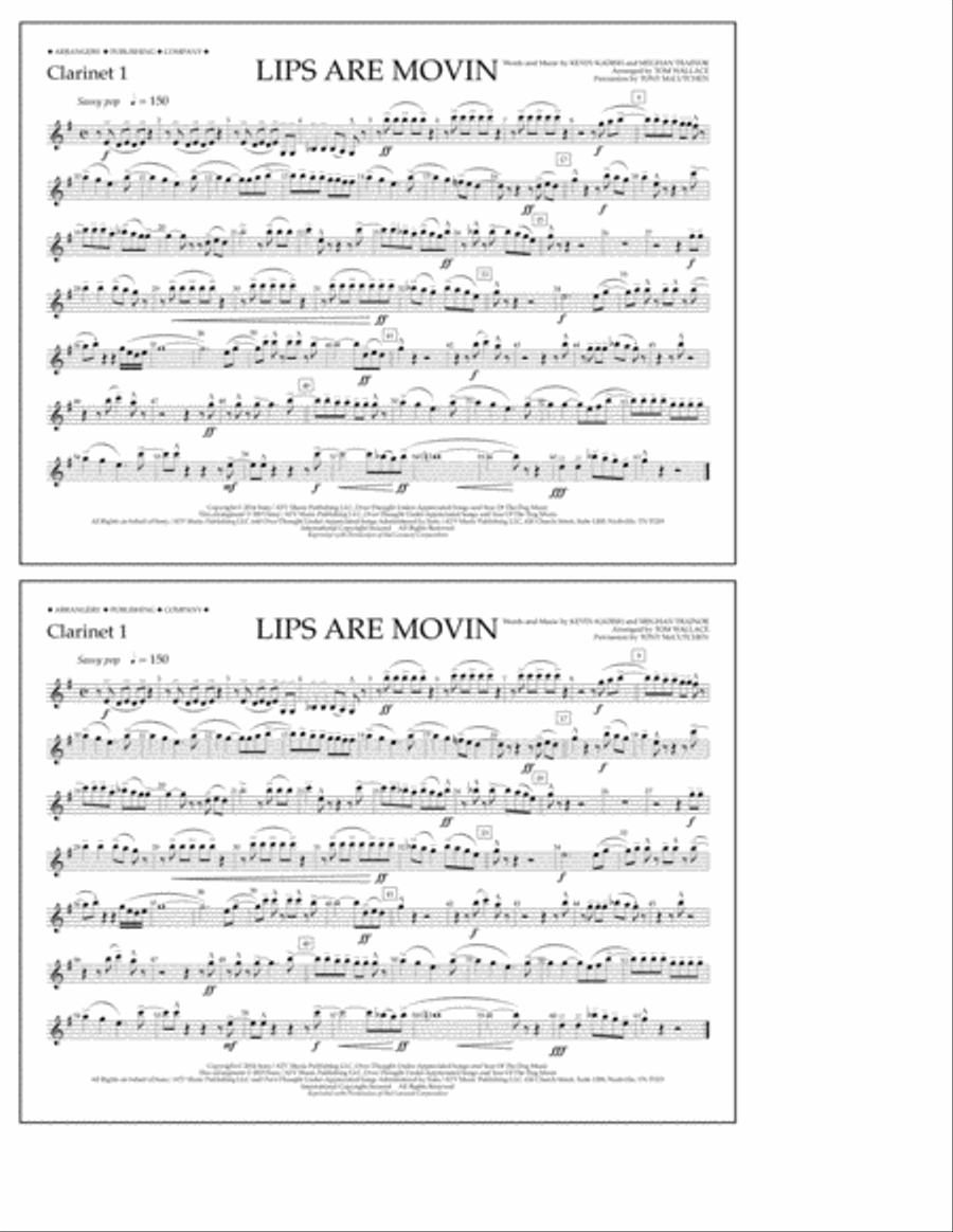 Lips Are Movin - Clarinet 1 Marching Band scores gallery preview page 1